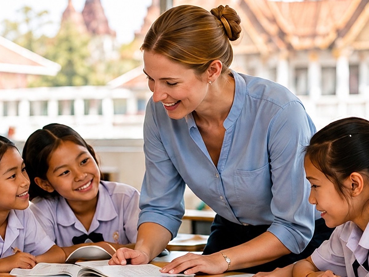 Teacher with students in classroom